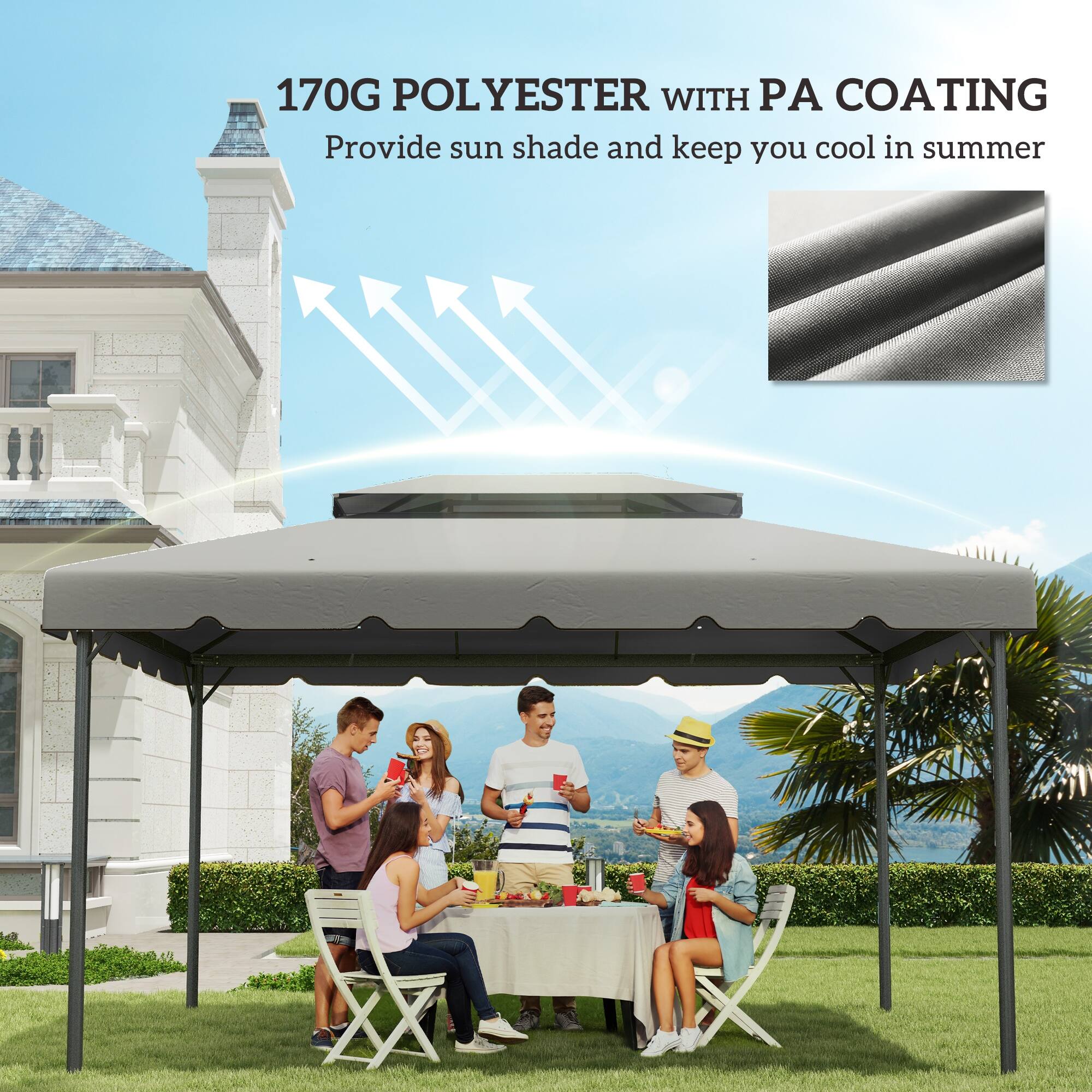 170G POLYESTER WITH PA COATING  
Provide sun shade and keep you cool in summer