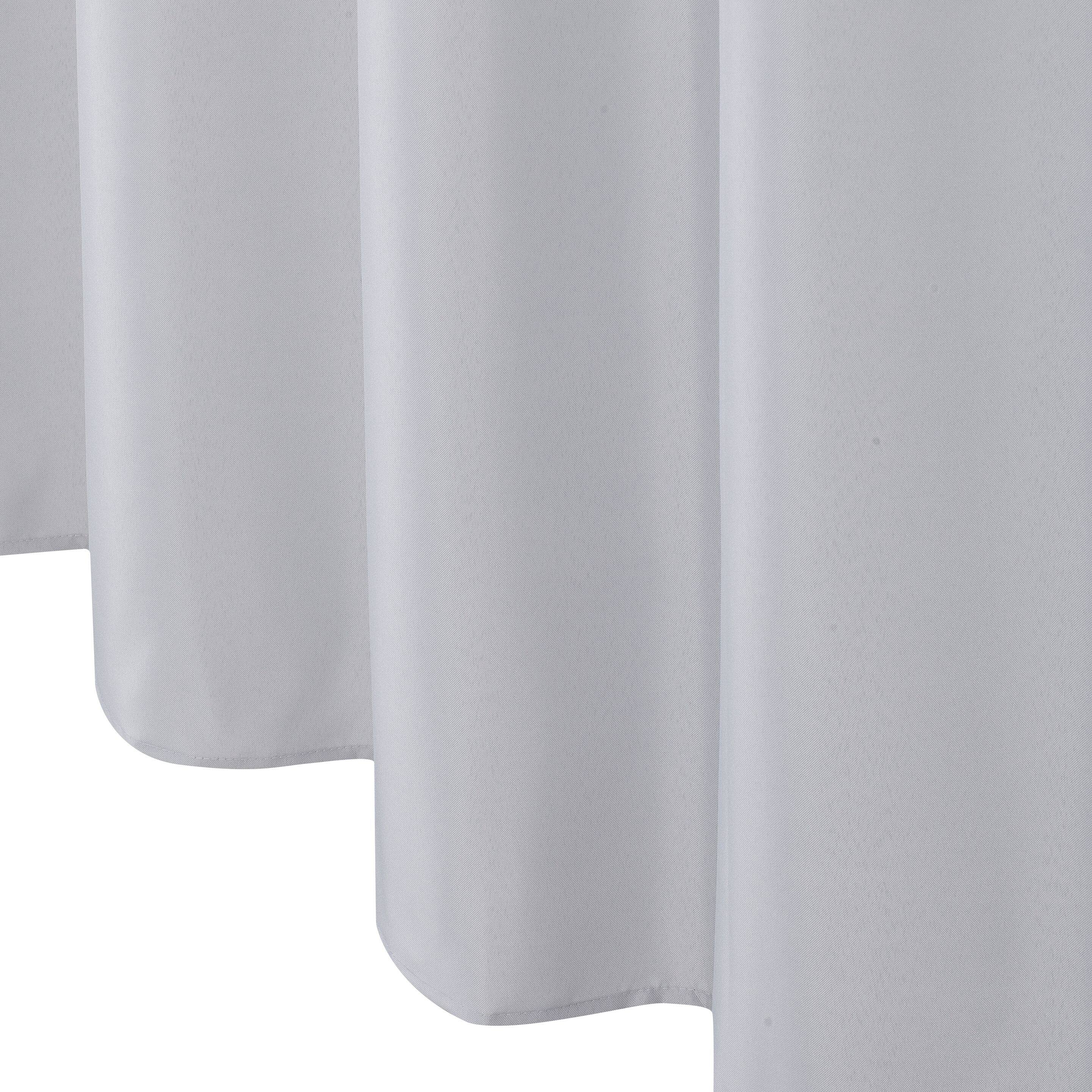 Back. Kate Aurora - Kate Aurora Hotel Collection Mold & Mildew Resistant Water Resistant Light Gray Fabric Shower Curtain - Standard Size - Gray.