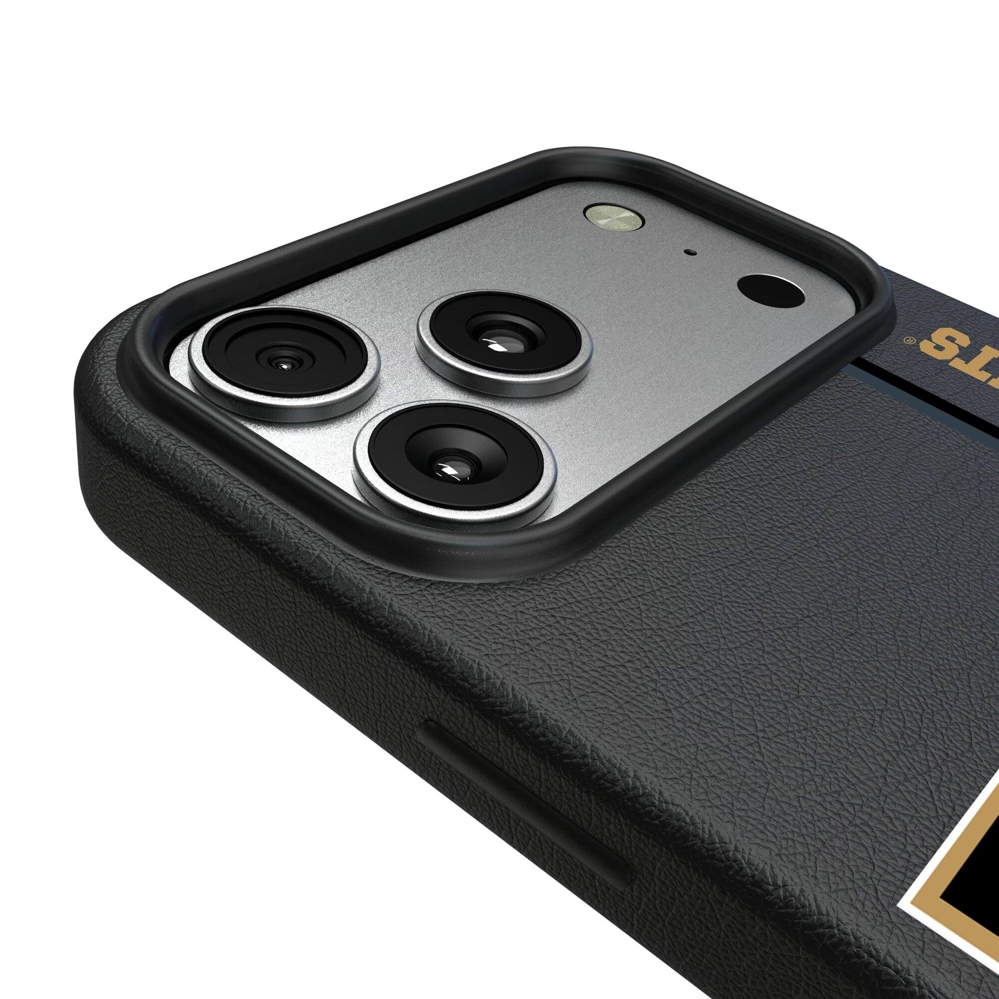 Alt View 2. Keyscaper - Black Vegas Golden Knights Sidebar Magnetic iPhone Case - 17 Pro - Black.