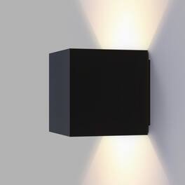 LEEKI - Modern Cube LED Outdoor Wall Sconce – Adjustable Beam Uplight/Downlight, Waterproof IP65, Energy-Saving Exterior Light - Black