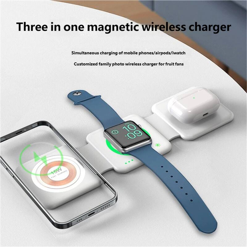 Three in one magnetic wireless charger

Simultaneous charging of mobile phones/airpods/iwatch

Customized family photo wireless charger for fruit fans

15W

10:09