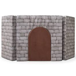 Jaxx - Zipline Playscape Castle Gate - Modular Playtime Furniture for Imaginative Kids - Prints - Stone/Chocolate