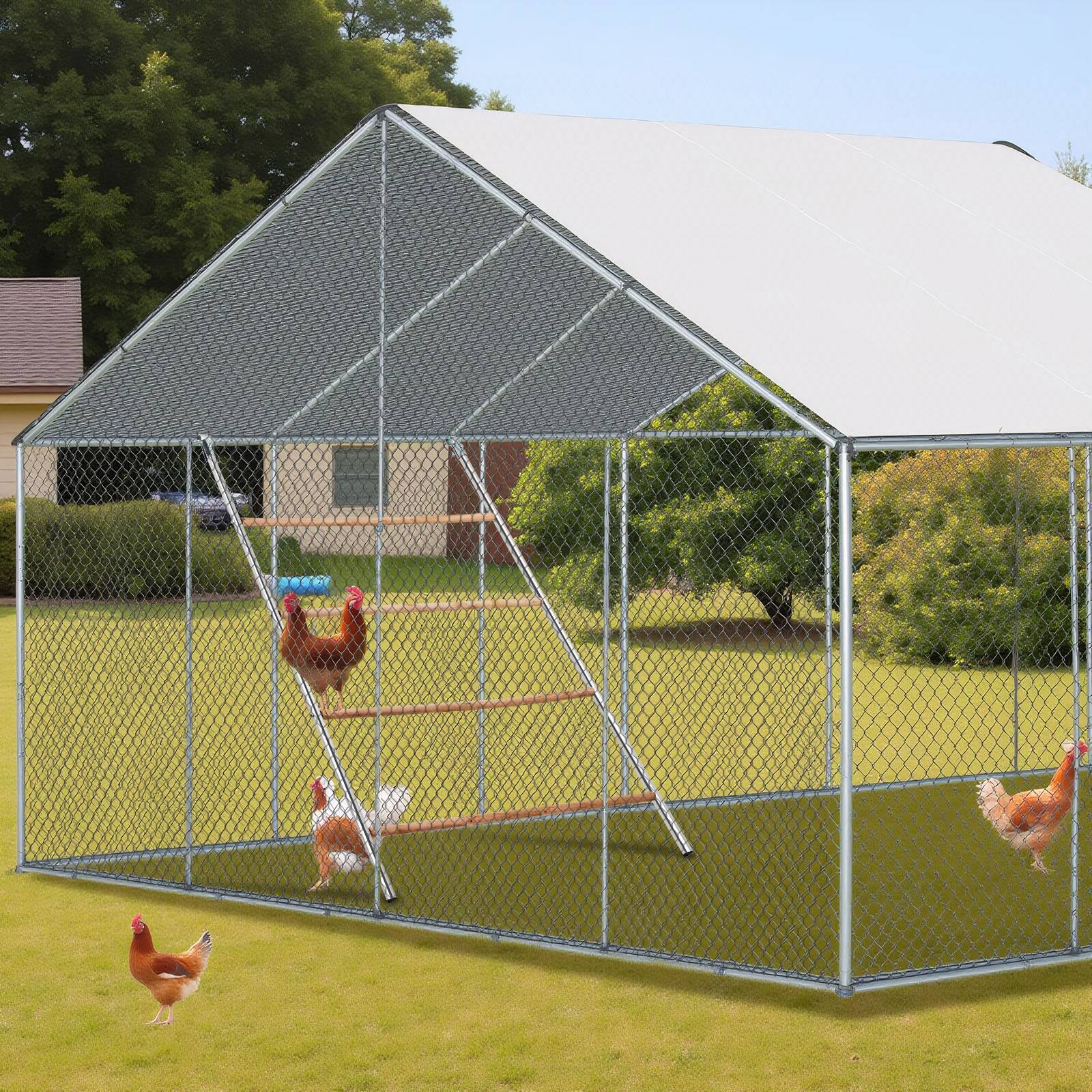 Alt View 8. Winado - Chicken Perch Coop Roosting Ladder Toy Portable for Garden Backyard Poultry - Sliver & Wooden.