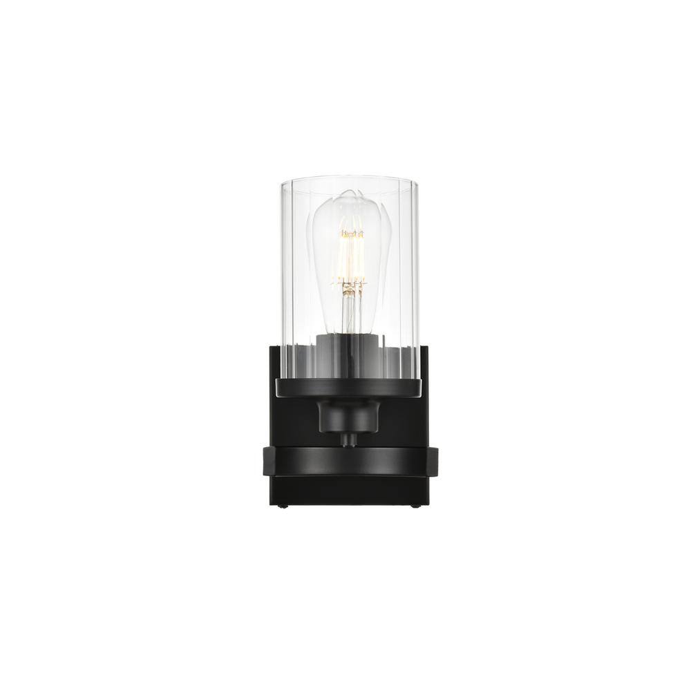 Alt View 1. Living District - Saanvi 1 light Black and Clear Bath Sconce - Black And Clear.