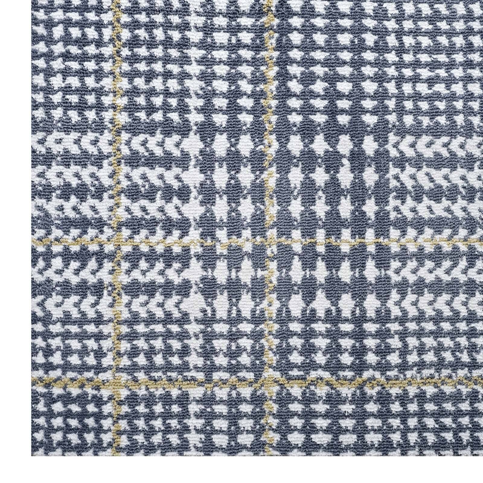 Alt View 1. Modway - Kaja Abstract Plaid Area Rug - Ivory Cadet Blue and Citron.