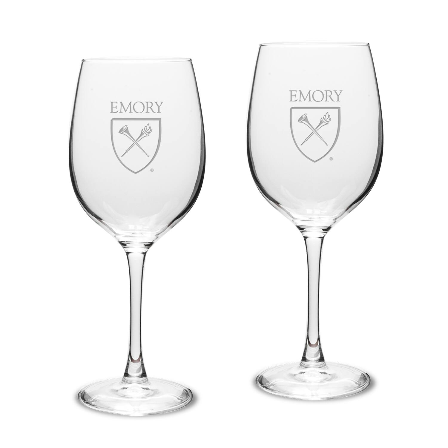 Jardine - Emory Eagles 16oz. 2-Piece Traditional White Wine Glass Set - Multicolor