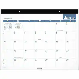 AT-A-GLANCE - Easy to Read Desk Pad, January 2027 - December 2027, Multicolor Poly, 22" x 17" Desk Calendar