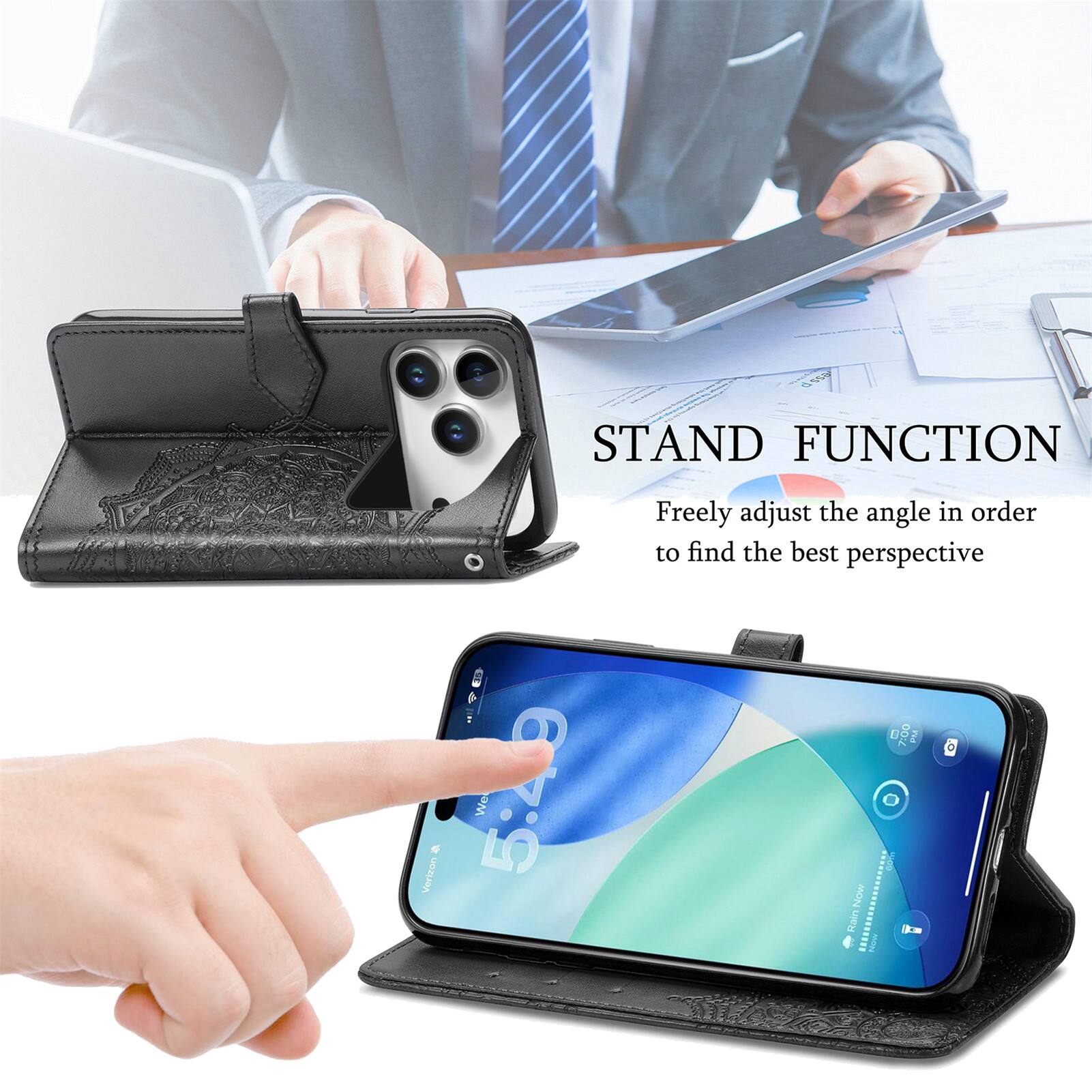 STAND FUNCTION  
Freely adjust the angle in order to find the best perspective