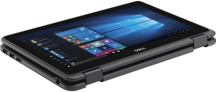 Back. Dell - Dell Latitude 3190 - 2-IN-1, Touchscreen Pentium Silver N5030 4GB RAM, 256GB SSD, Windows 11 Pro(Refurbished) - Black.