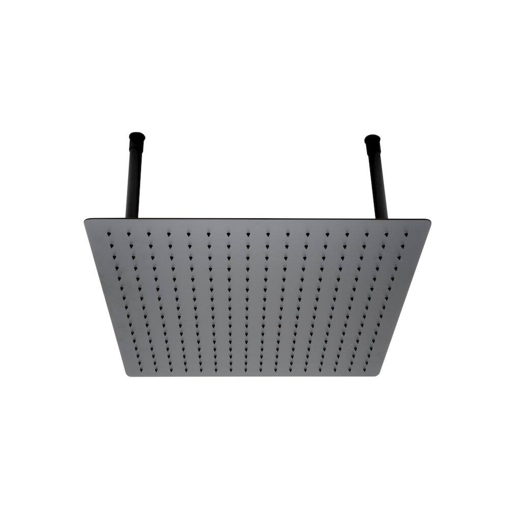 Left. Alfi - Matte Black Stainless Steel 20" Square Ultra-Thin Rain Shower Head - Black.