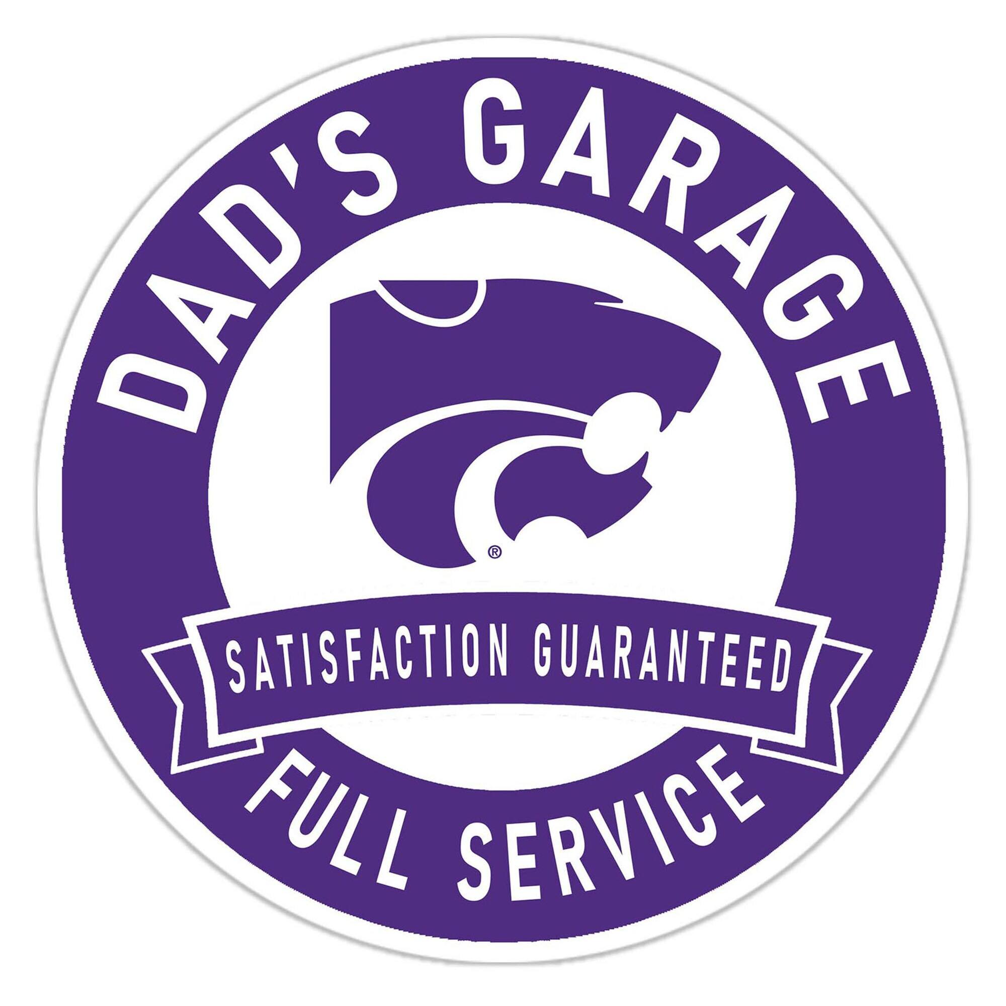 Kansas State Wildcats 16" Dad's Garage Wood Sign