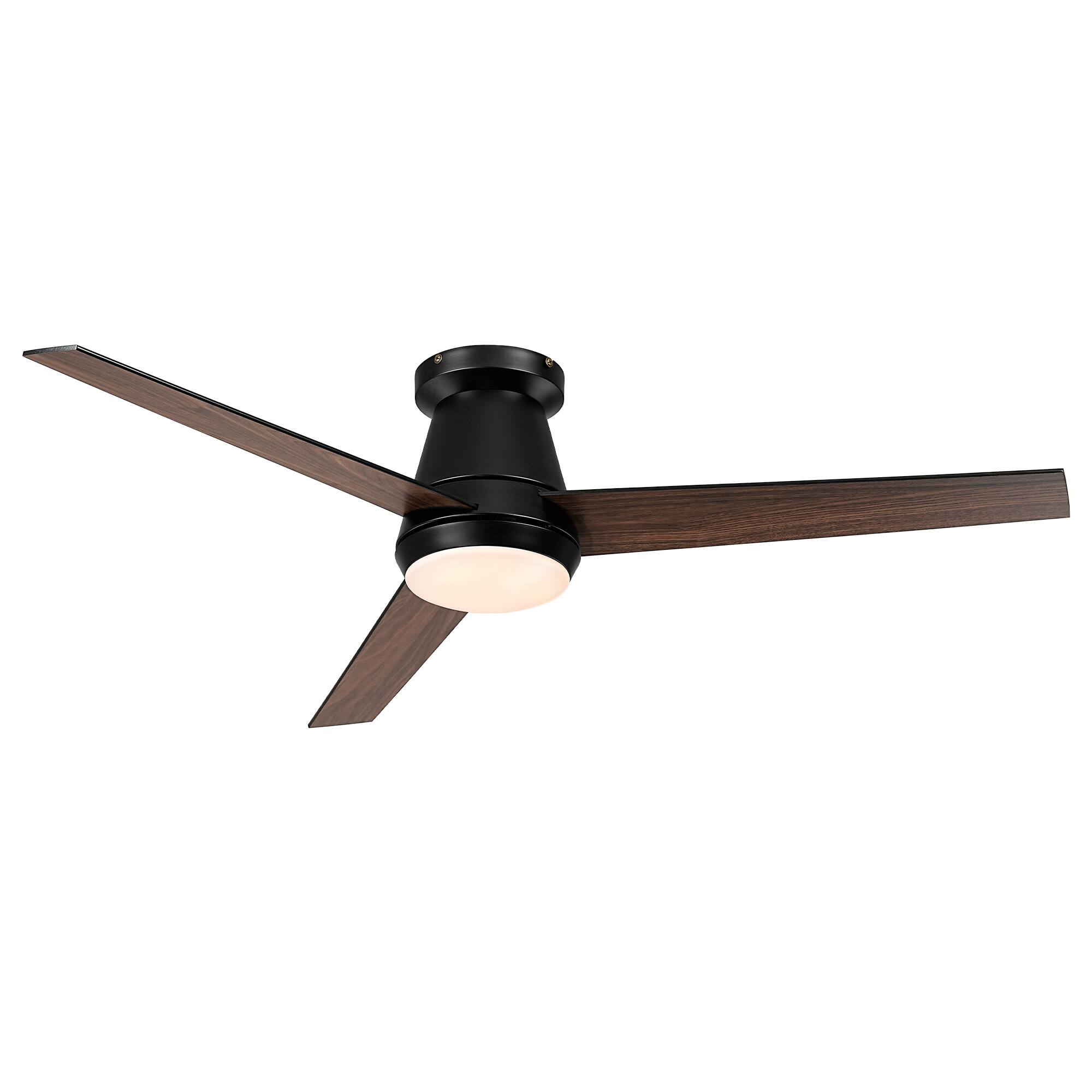 Alt View 1. Vaczon - 52" Modern Reversible Blades Smart Flush Mount Ceiling Fan with App Control and 3CCT Dimmable LED - Black.