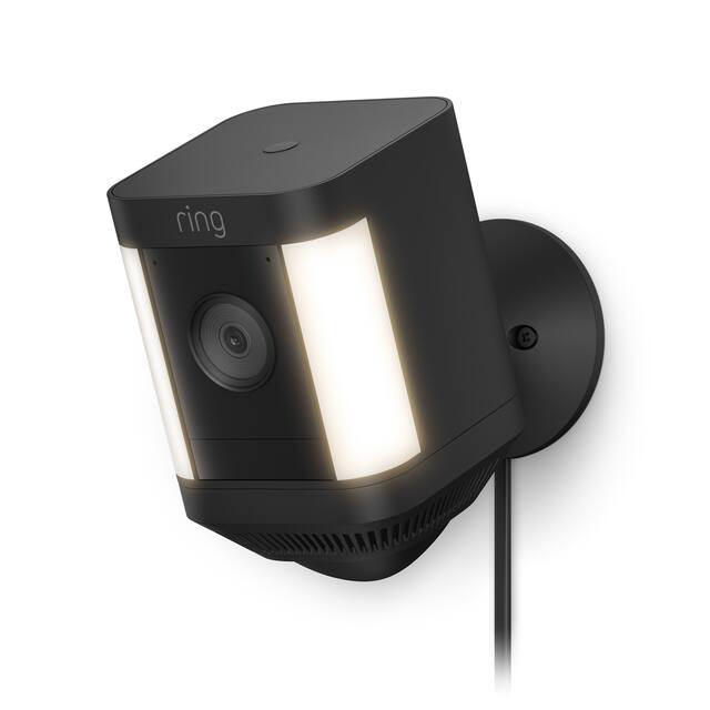 Ring - Spotlight Cam Plus Outdoor/Indoor 1080p Plug-In Surveillance Camera - Black