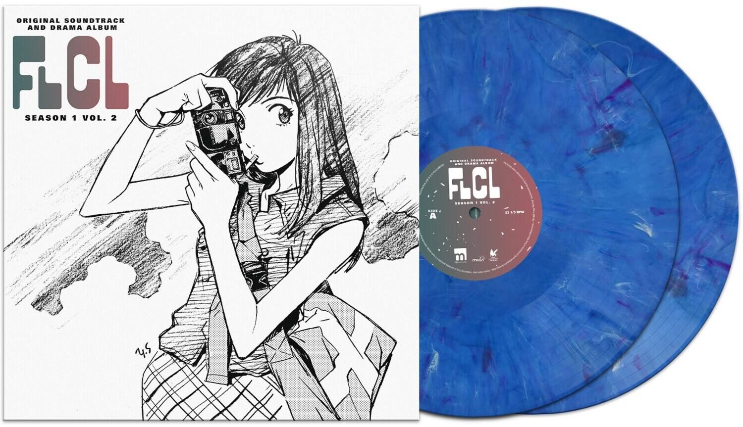 ORIGINAL SOUNDTRACK AND DRAMA ALBUM  
FLCL  
SEASON 1 VOL. 2  

FLCL  
SEASON 1 VOL. 2  
SIDE A  

33 1/3 RPM  

madman