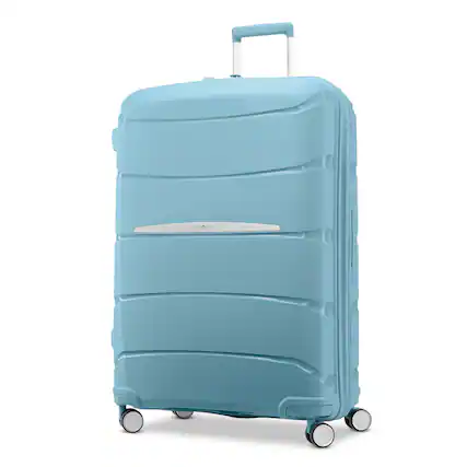 Front. Samsonite - Outline Pro Large Spinner Suitcase - Vintage Blue.