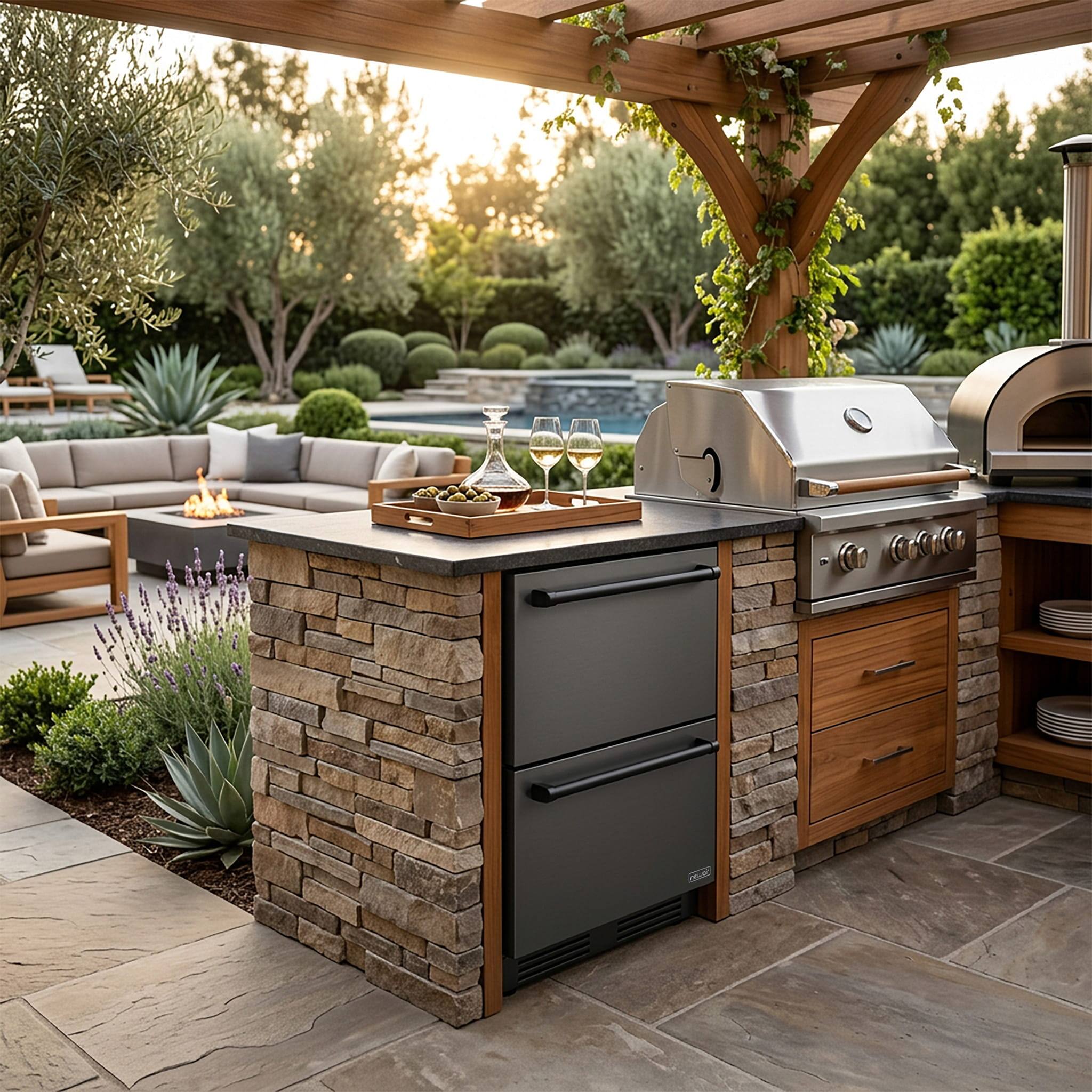 Alt View 8. NewAir - Newair 24 inch Refrigerator and Outdoor Freezer, Undercounter Refrigerator Freezer Convertible - Black Stainless Steel.