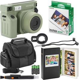 Fujifilm - Instax Wide 400 Instant Camera + Camera Case + 4 AA Batteries + Photo Album, Cleaning Pen + Photo Prints (Sage Green) - 20 Sheets
