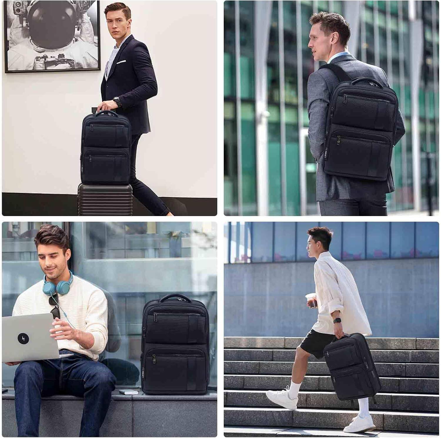 Alt View 2. Wikistore - WIKISTORE Backpack for 15.6 Inch Laptop Water Resistant Lightweight Business Travel School College Bookbag Black - Black.