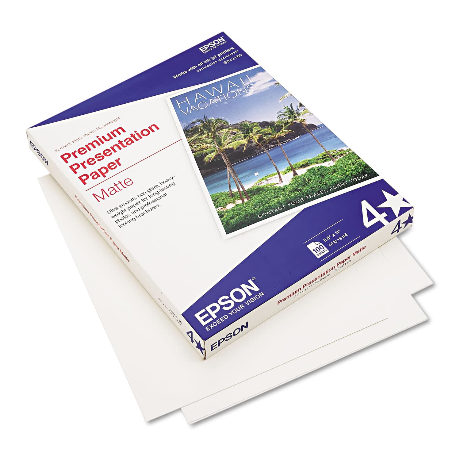Epson - Premium Matte Presentation Paper Letter Size Matte Bright White - Pack of 100