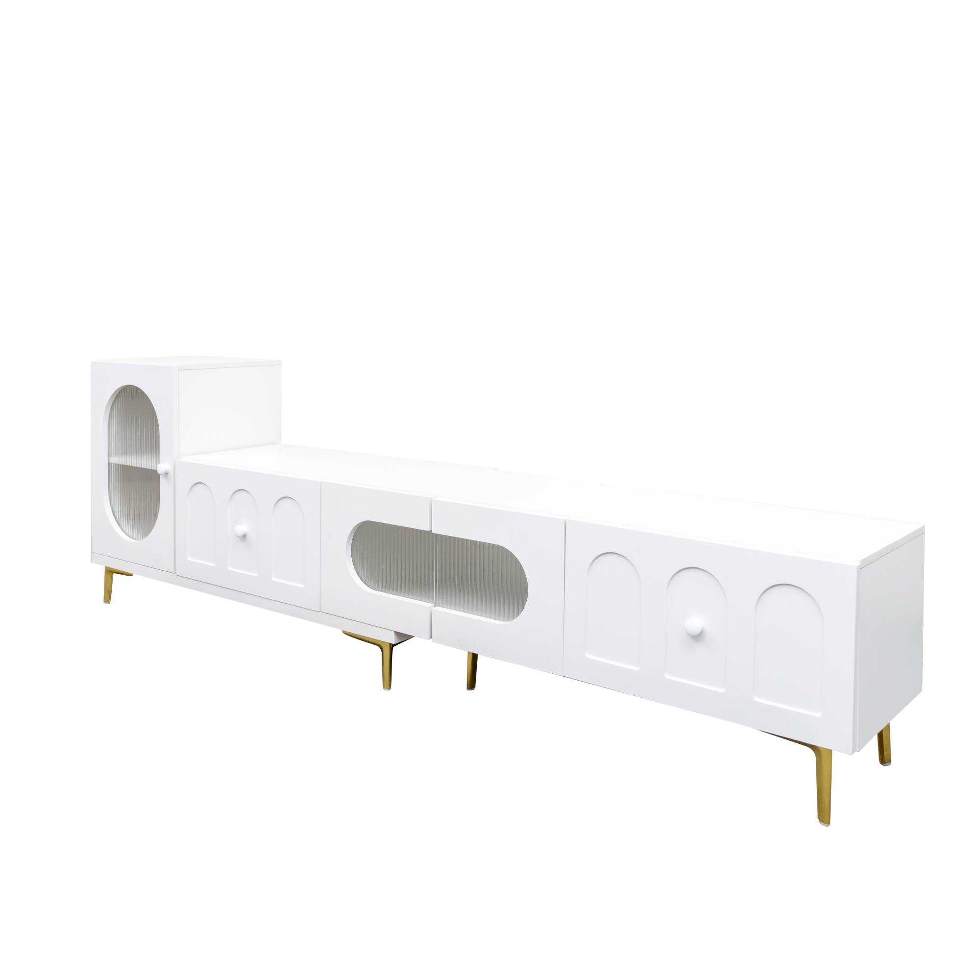 Alt View 7. GOODSILO - Extendable Rectangle TV Stand and Media Console with Adjustable Storage - White.