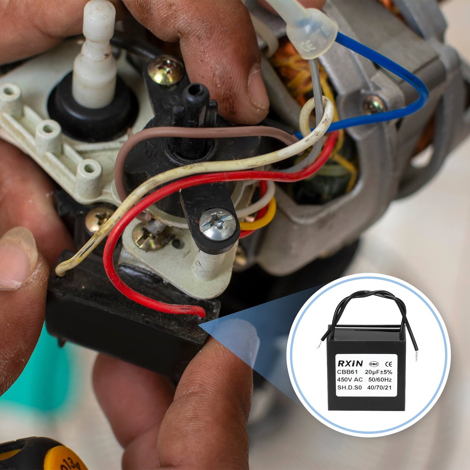 RXiN  
CBB61 20F5% 450V AC 50/60Hz  
SH.D.SO 40/70/21