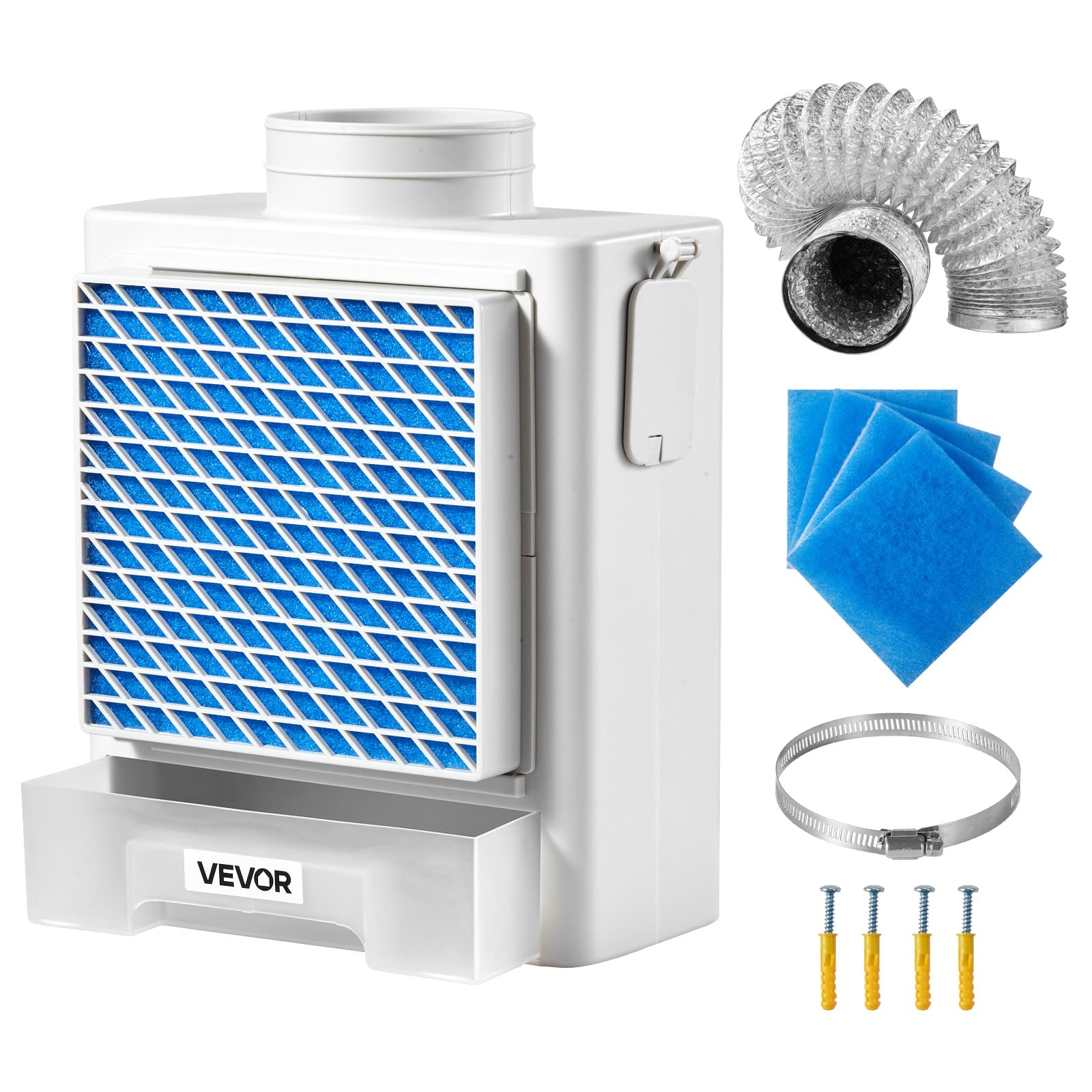 VEVOR - 3-in-1 Indoor Dryer Vent Kit,Premium ABS Material with Water Drawer Fits 4 inch Exhaust Port, Smart Overheating Reminder - White