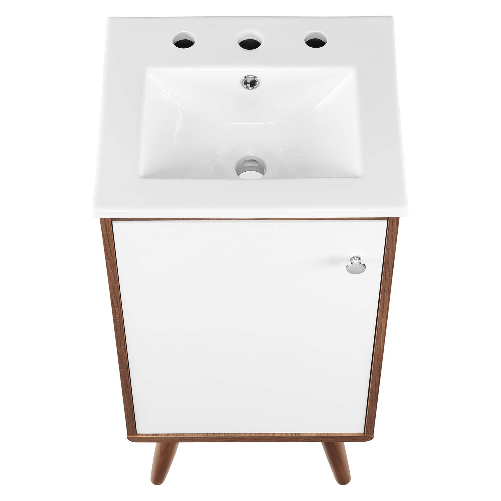 Alt View 5. Modway - Transmit Bathroom Vanity Basin Included - Walnut White.