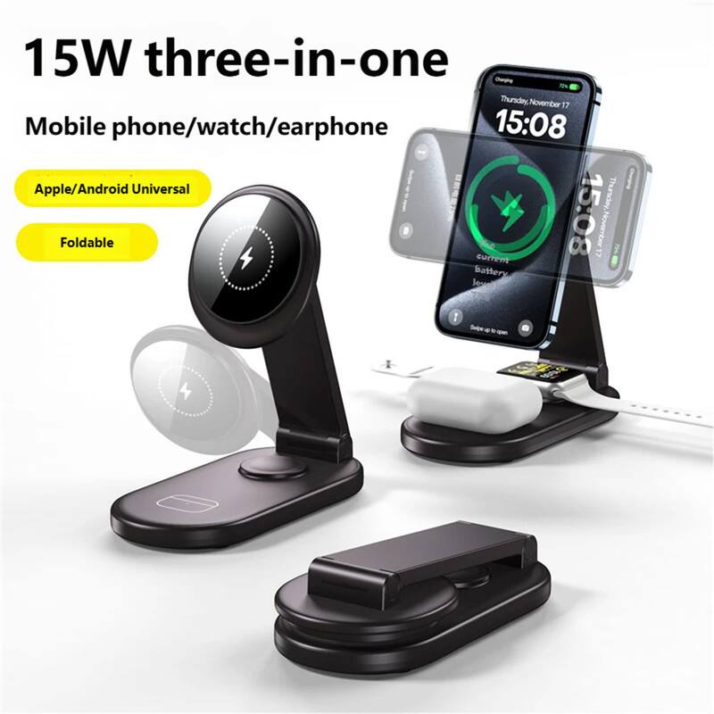 15W three-in-one  
Mobile phone/watch/earphone  

Apple/Android Universal  
Foldable  

Thursday, November 17  
15:08  

Current Battery Level: 2%