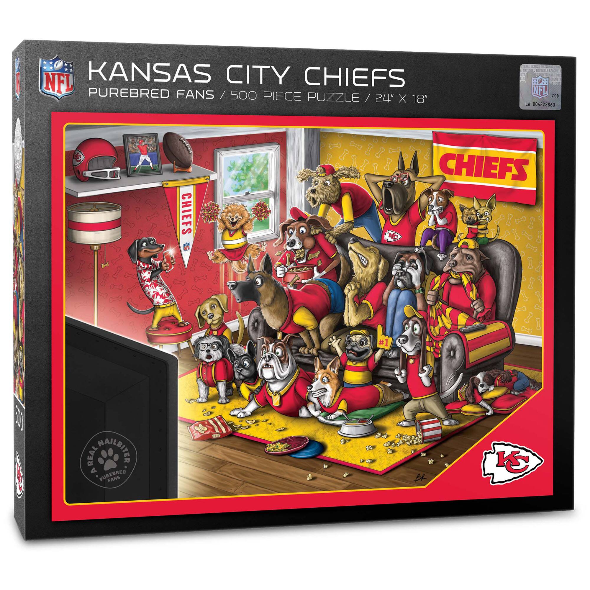 NFL KANSAS CITY CHIEFS PUREBRED FANS / 500 PIECE PUZZLE / 24" X 18"
