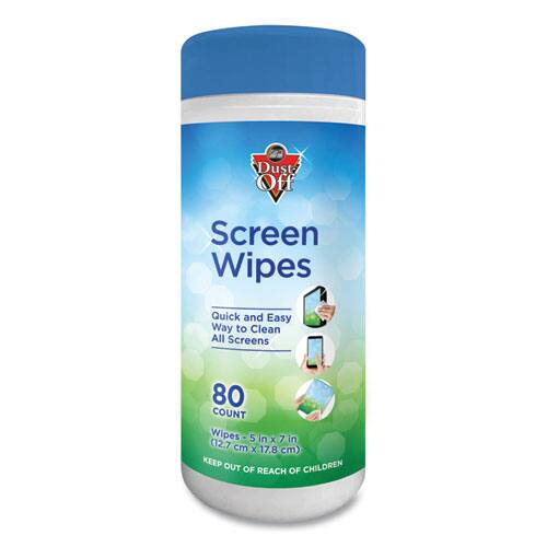 Dust Off Screen Wipes  
Quick and Easy Way to Clean All Screens  
80 COUNT Wipes - 5 in x 7 in (12.7 cm x 17.8 cm)  
KEEP OUT OF REACH OF CHILDREN