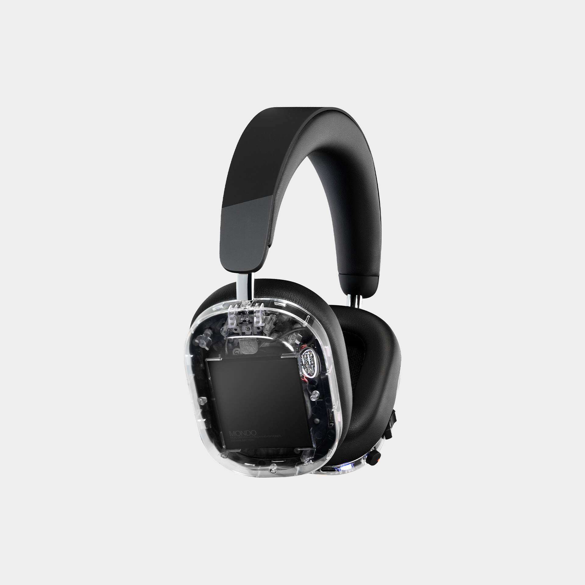 Back. MONDO - Over Ear Wireless Headphones, Bluetooth 5.3, 48 hour battery - Transparent.