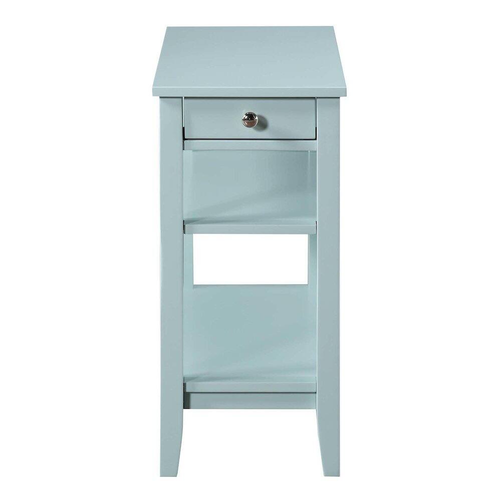 Angle. FurniFact - Chairside End Table with Drawer - Sea Foam Blue.