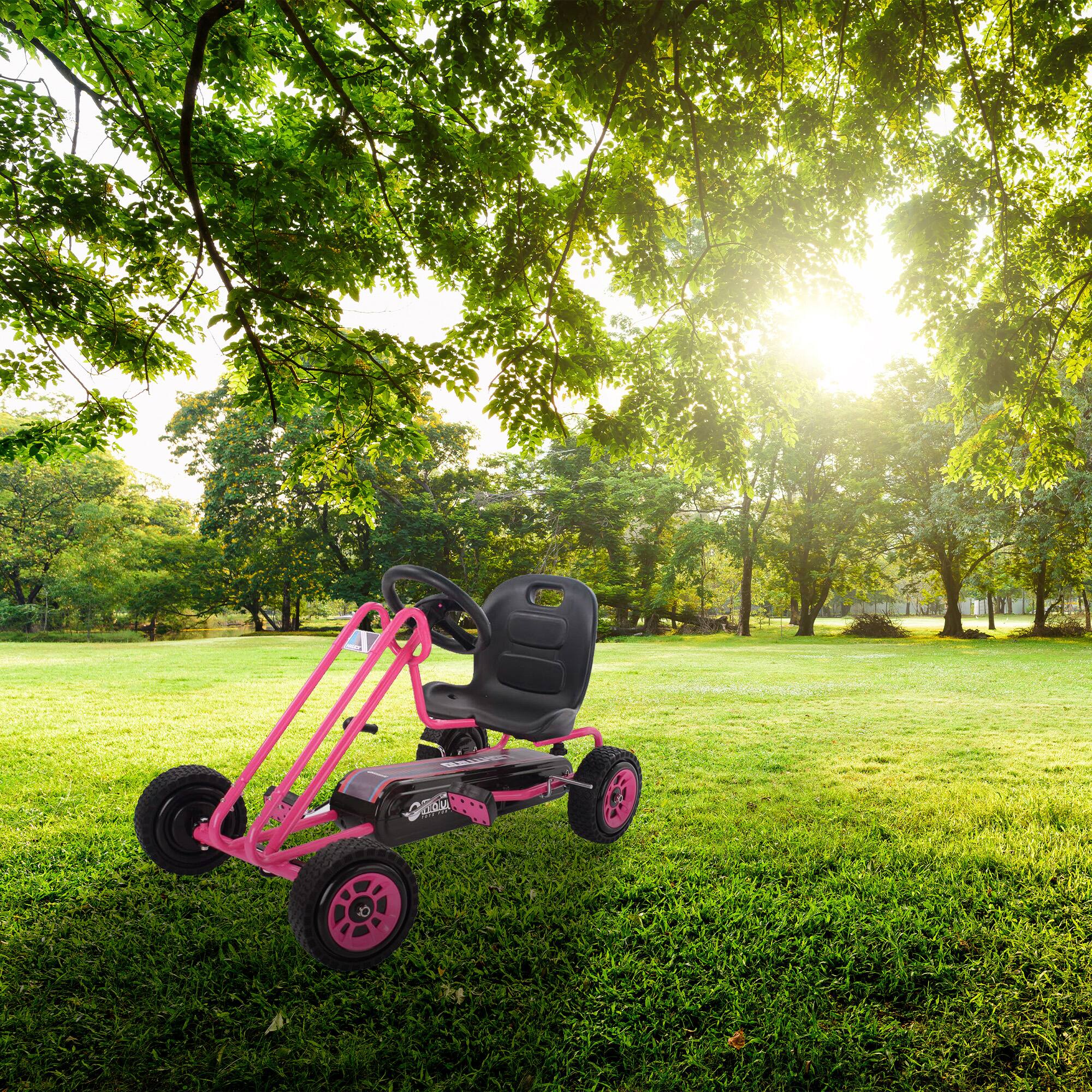 Alt View 4. hauck - hauck Ergonomic Pedal Ride On Go Kart Toys for Boys and Girls Ages 4 to 8, Pink - Pink.