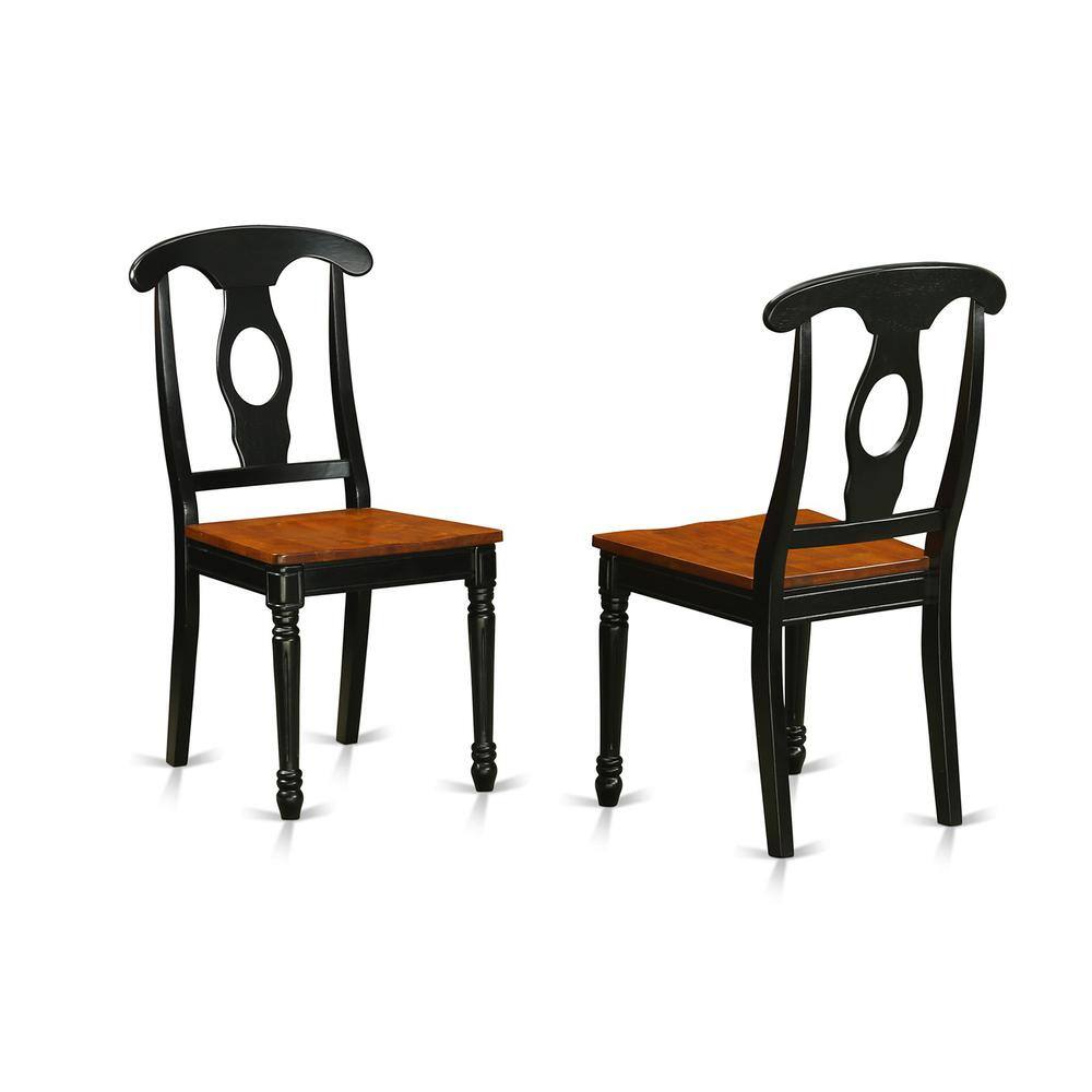 Front. East West Furniture - Kenley Kitchen Dining Chairs - Napoleon Back Solid Wood Seat Chairs, Set of 2, Black & Cherry - Black; Cherry.