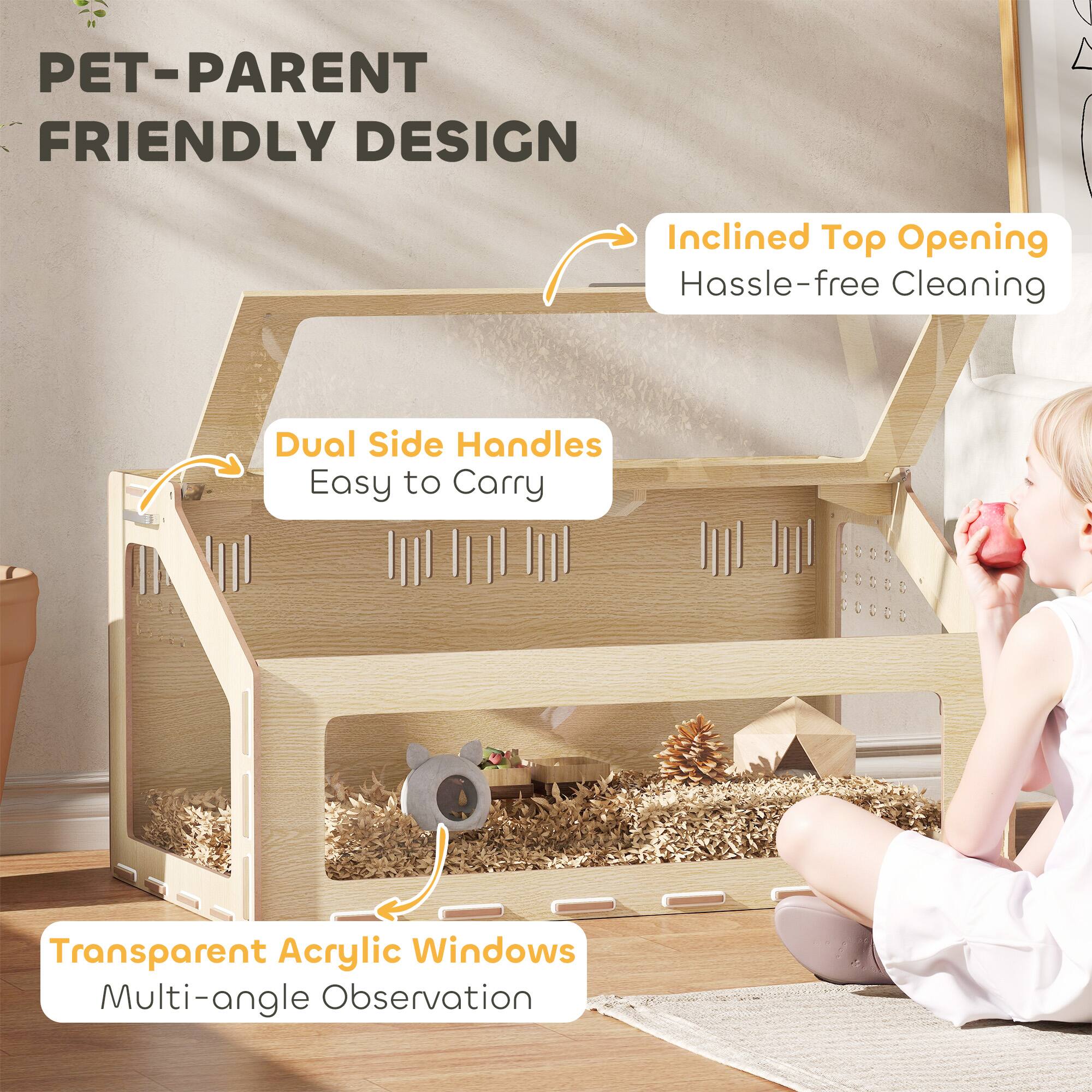 PET-PARENT FRIENDLY DESIGN

- Inclined Top Opening
  Hassle-free Cleaning

- Dual Side Handles
  Easy to Carry

- Transparent Acrylic Windows
  Multi-angle Observation