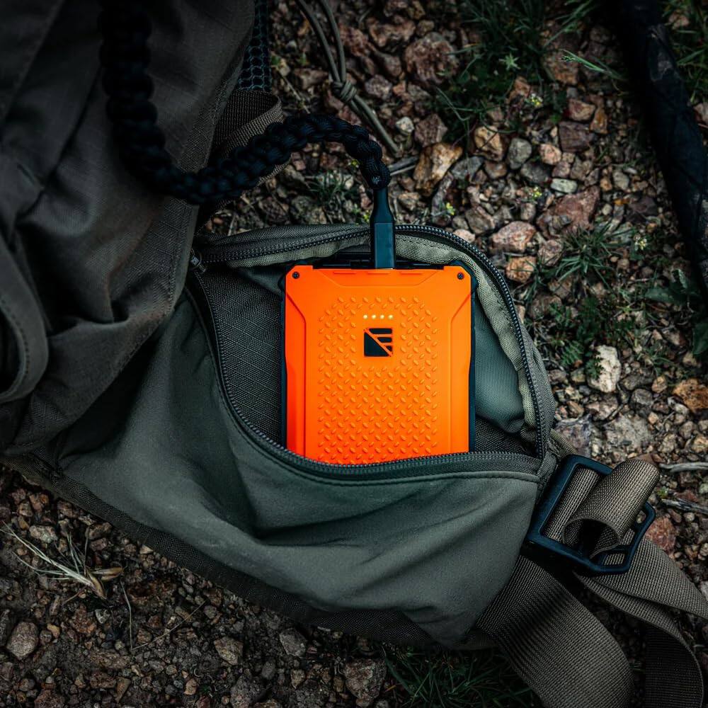 Alt View 2. Dark Energy - Poseidon Pro 10,000 mAh Power Bank with Spectre 56W Folding Solar Panel | Complete Off-Grid Solar Power Generator - Hi-Vis Orange.