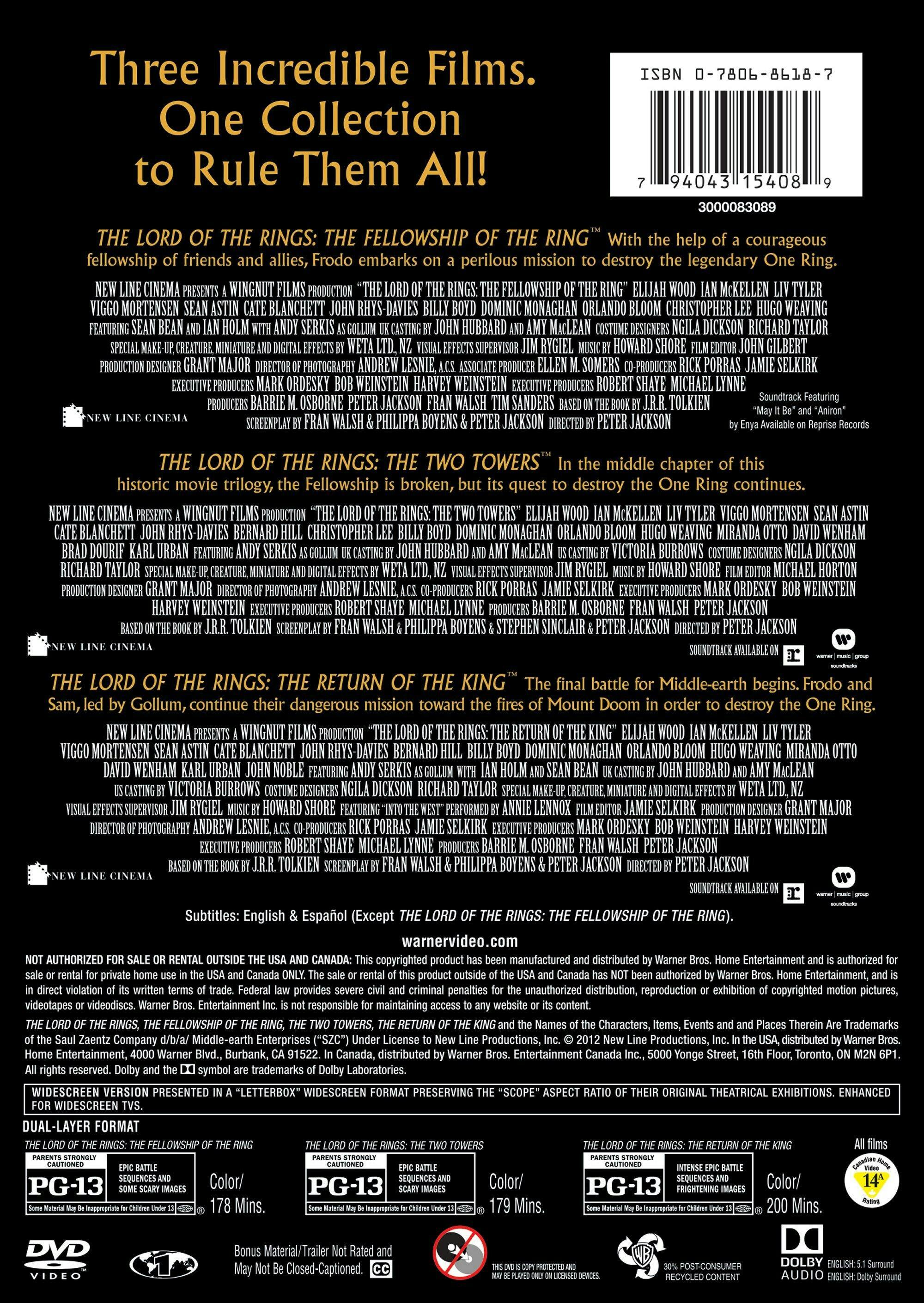 Angle. The Lord of the Rings Trilogy (Box Set) [DVD].