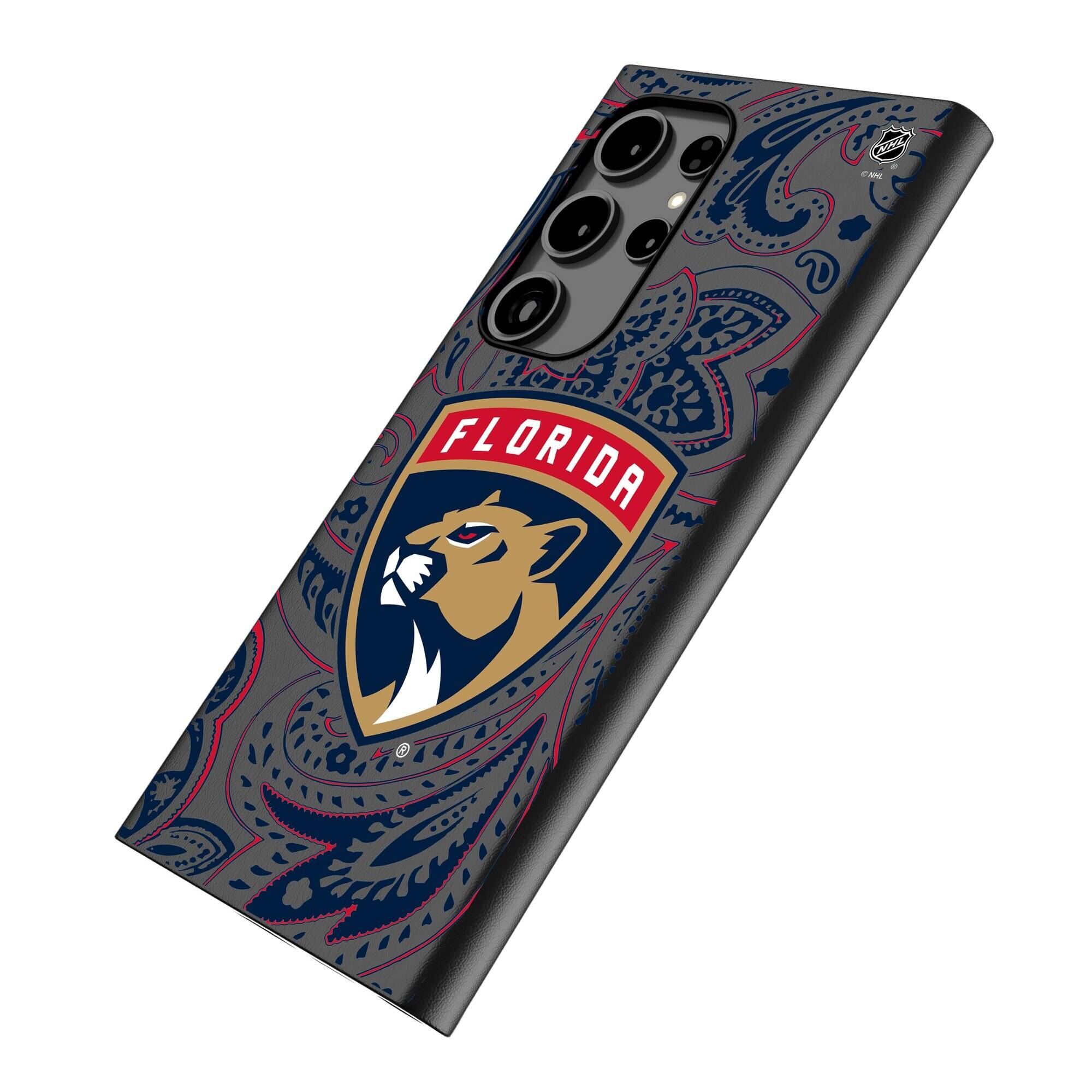 Alt View 1. Keyscaper - Florida Panthers Paisley Galaxy Magnetic Bump Case - S25 - Black.