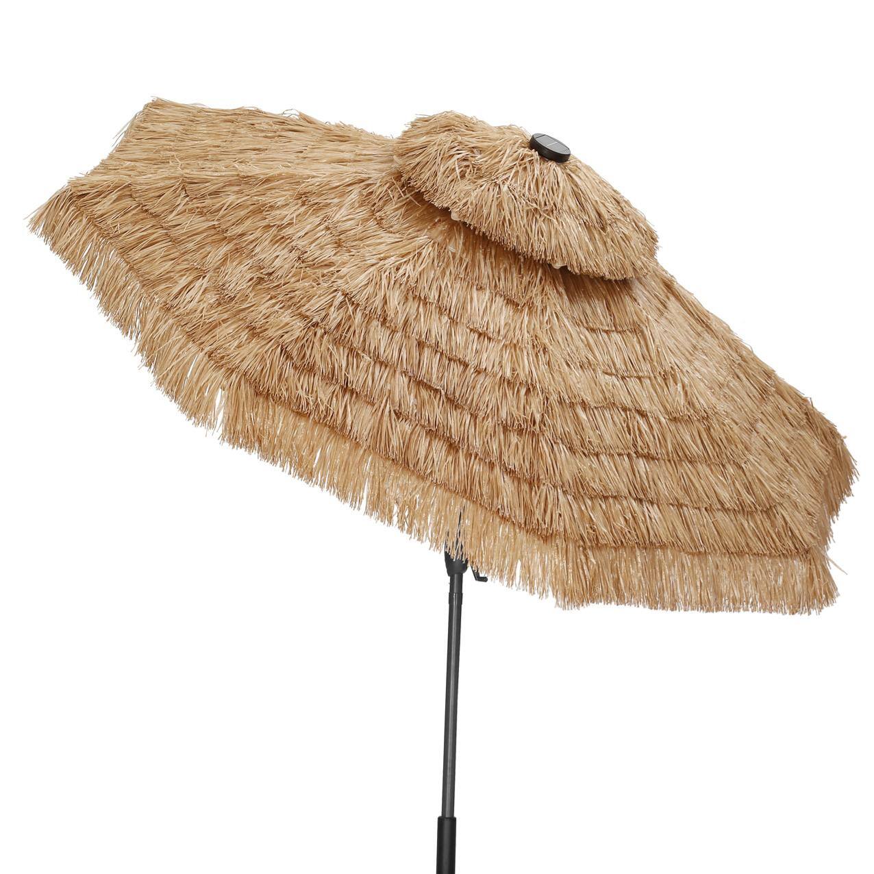 Ainfox - 9FT Tiki Patio Umbrella 2 Tiers Outdoor Straw Umbrella with Crank and Tilt for Backyard Garden Beach - Yellow price history on PriceWatchPro