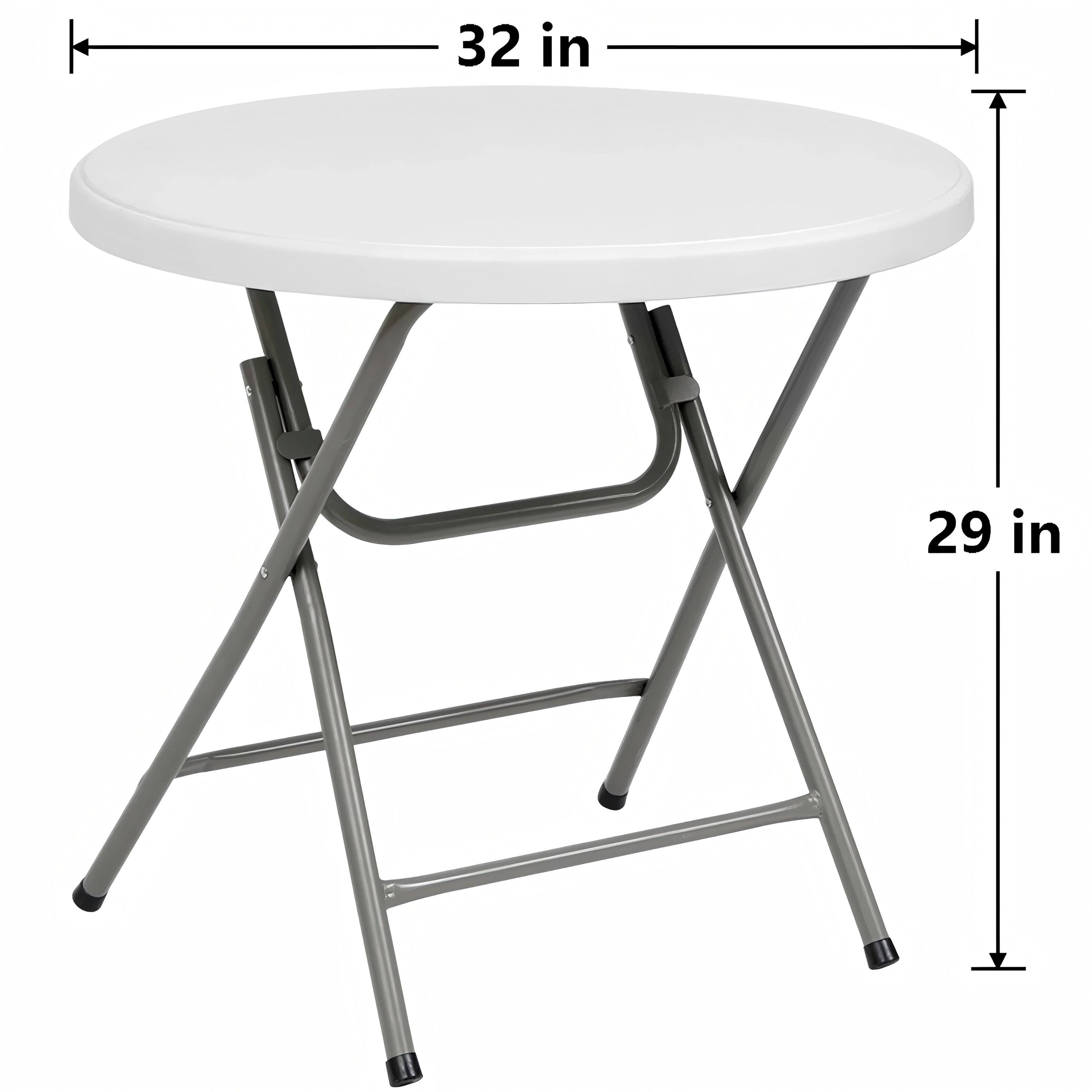 Alt View 2. HONGGE - 32 Inch Round Folding Bar Table for Indoor Outdoor Use - White.
