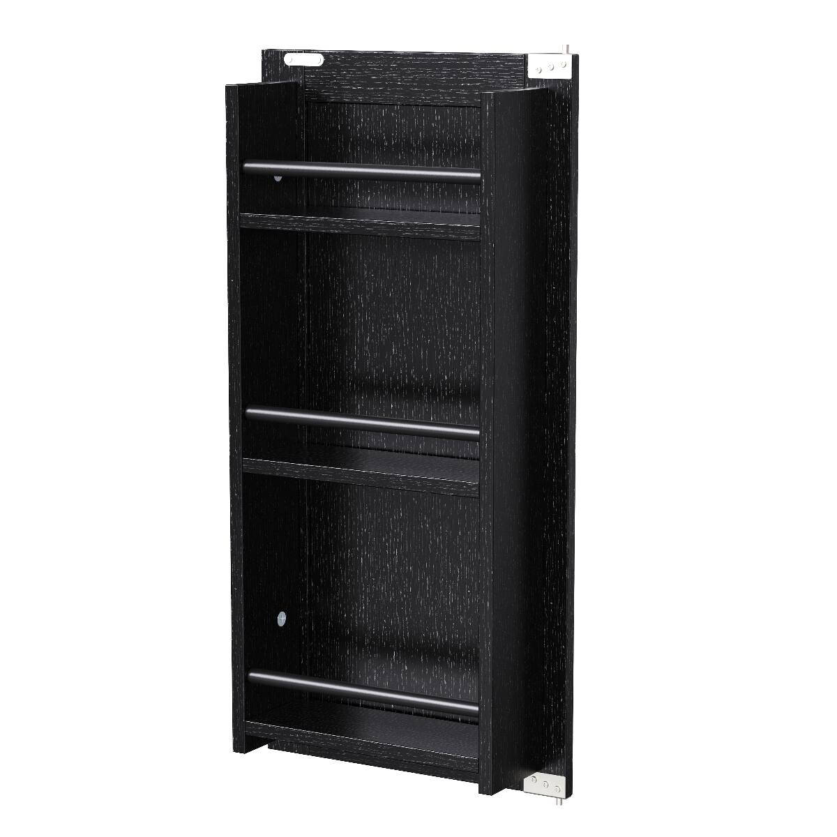 Alt View 1. Loheer - Loheer Black Kitchen Island with Extendable Dining Table, Rolling Kitchen Cart with Power Outlet, 74.8" MDF - Black.