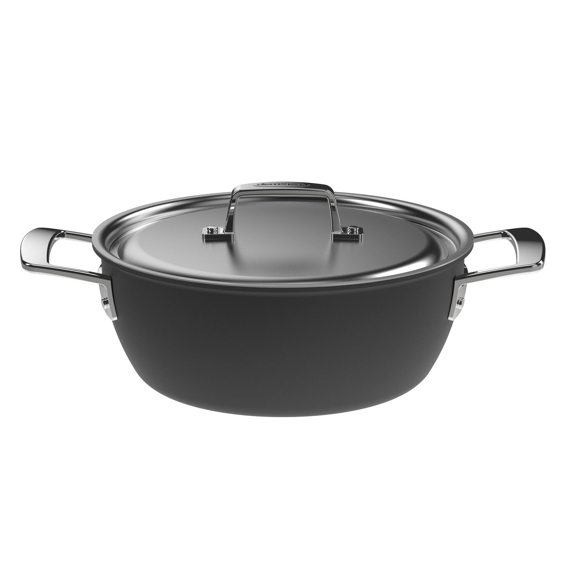 Front. Demeyere - Demeyere Black 5 Stainless Steel with Ceramic exterior coating 3.5-qt Dutch Oven with Lid - Black.