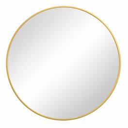 RYHNUYNE - 36 Inch Round Wall Mirror, Gold Aluminum Frame, HD Glass, Shatterproof, Bathroom and Living Room Decor