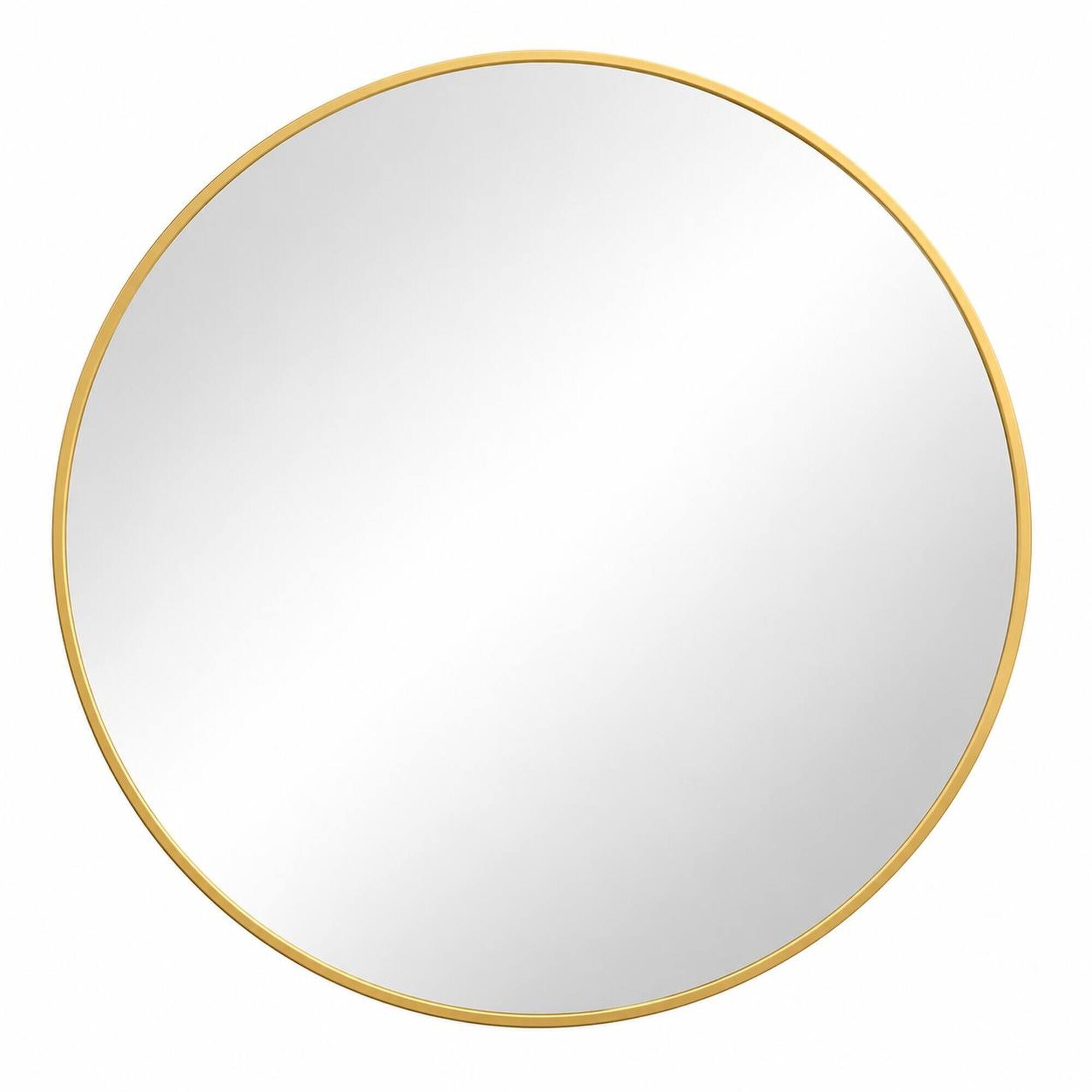 Front. RYHNUYNE - 36 Inch Round Wall Mirror, Gold Aluminum Frame, HD Glass, Shatterproof, Bathroom and Living Room Decor.