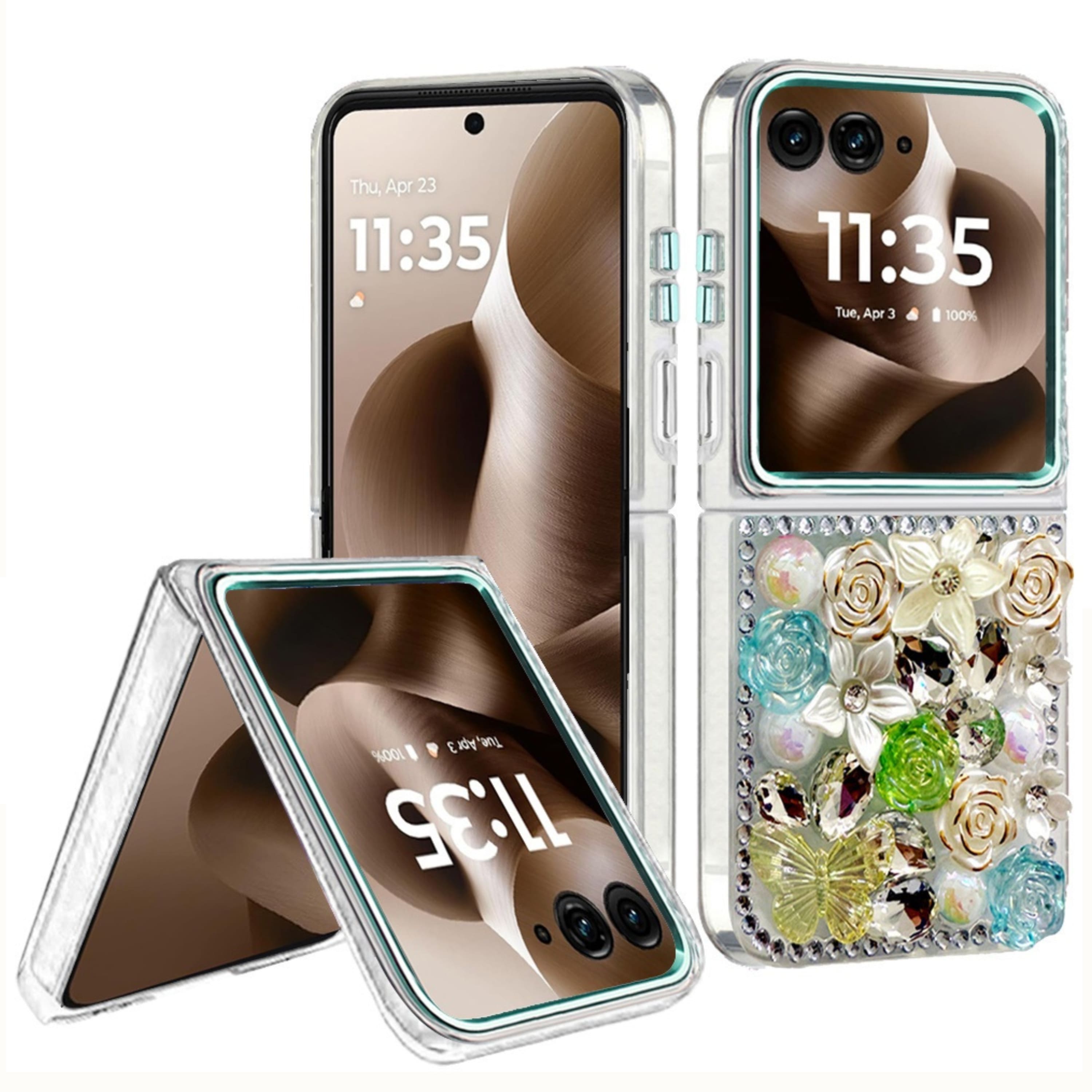 Kitcheniva - Sparkling Crystal Bling Protective Cover For Motorola Razr Ultra 2026 2025 Floral - Green price history on PriceWatchPro