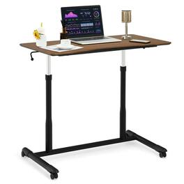 Pefilos - Height Adjustable Computer Desk Sit to Stand Rolling Notebook Table, Portable Desk, Office Furniture for Home & Office - Brown