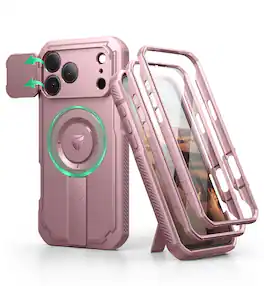 dexnor - Case for iPhone 17 Pro Max Compatible with MagSafe Heavy-Duty Shockproof Portection Case with Screen Protector 6.9 inch - Peony Pink