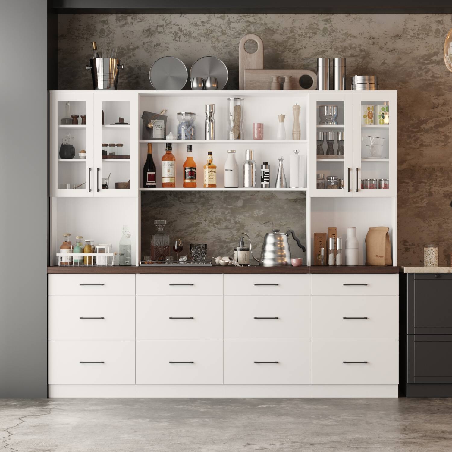 Alt View 2. Famapy - Famapy Modern Kitchen Cabinet Buffet Set Stylish Storage for Sophisticated Spaces - White.