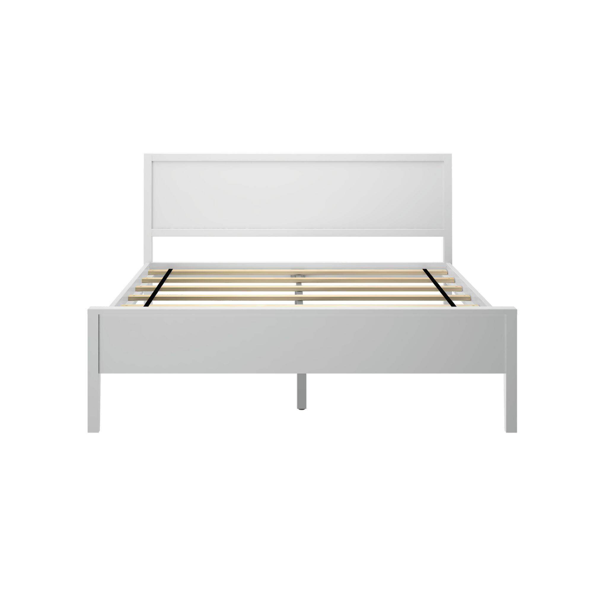 Alt View 5. Plank+Beam - Queen-Size Bed with Panel Headboard, White - White.
