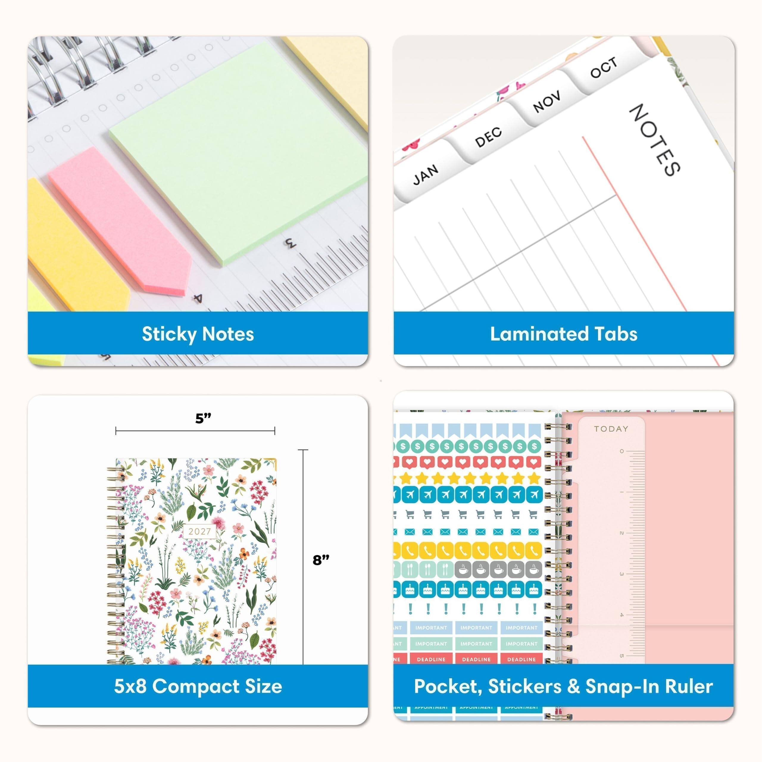 - Sticky Notes
- Laminated Tabs
- 5x8 Compact Size
- Pocket, Stickers & Snap-In Ruler
